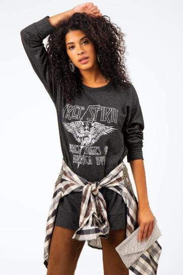 Francesca's Born To Be Free Sweatshirt In Black - Black