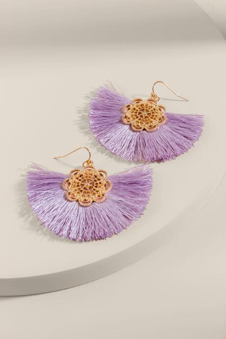 Francesca's Rylie Tasseled Filigree Drop Earrings - Lavender