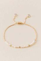 Francesca's Seraphina Pearl And Cubic Zirconia Pull Tie Bracelet - Pearl
