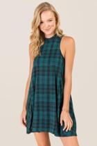 Blue Rain Arin Plaid Shift Dress - Hunter Green
