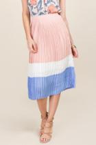 Mi Ami Aster Pleated Color Block Midi Skirt - Pale Pink