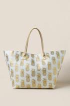 Francesca's Valentina Metallic Pineapple Tote - Gold