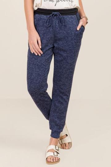 Rolla Coster Jodi Brushed Hacci Contrast Waist Jogger - Navy