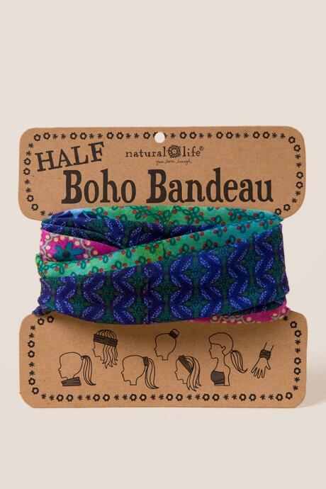 Francescas Half Boho Bandeau By Natural Life In Blue Multi Stripe - Blue