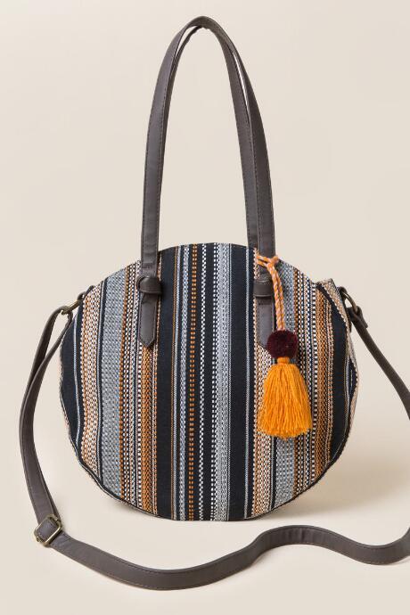 Francesca's Artisan Striped Crossbody - Brown
