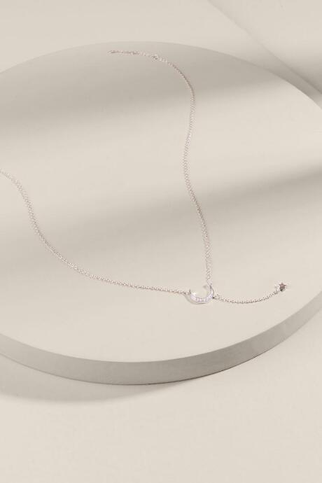 Francesca's Hadley Moon And Star Drop Necklace - Silver