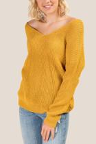 Francesca's Karly Open Back Sweater - Marigold