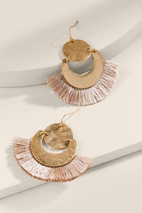 Francesca's Brooklynn Tasseled Fan Earrings - Ivory