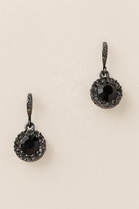 Francesca's Chanel Pav Trim Circle Drop Earring - Black