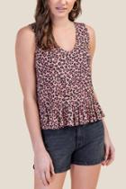 Francesca's Shoshana Peplum Tank Top - Taupe