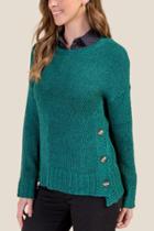 Francesca's Caroline Side Button Sweater - Forest