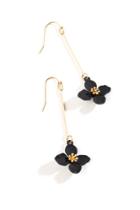 Francesca Inchess Cecilia Linear Flower Drop Earrings - Black