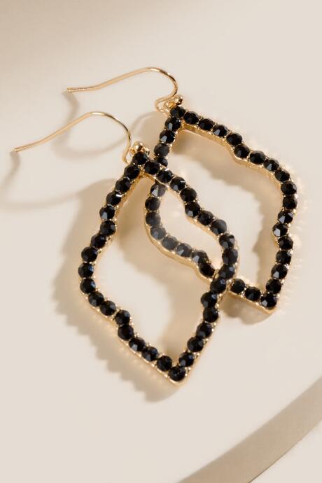 Francesca's Mandi Pave Stone Drop Earrings - Black