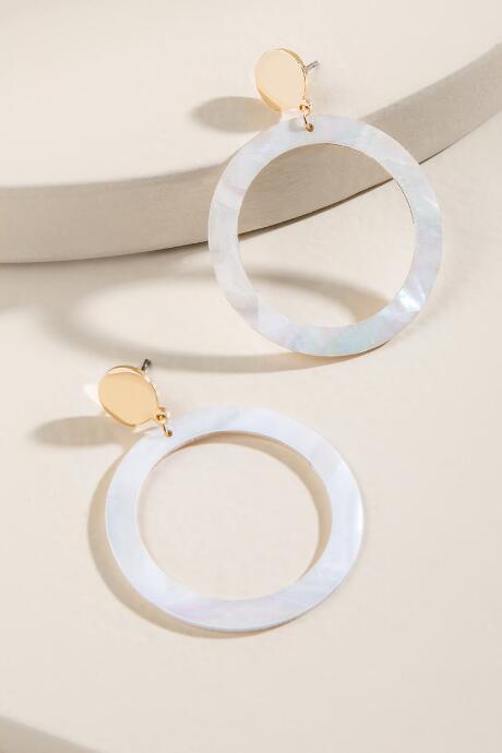 Francesca's Kate Mother Of Pearl Drop Earrings - Pearl