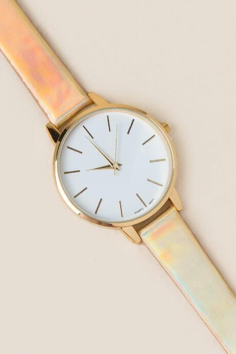 Francesca's Morgan Iridescent Metallic Watch - Gold