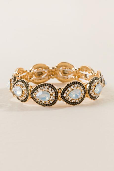 Francesca's Milana Opal Bead Stretch Bracelet - Olive