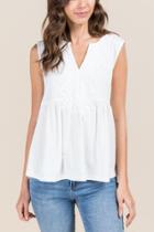 Francesca's Lucy Crochet Front Sleeveless Top - White
