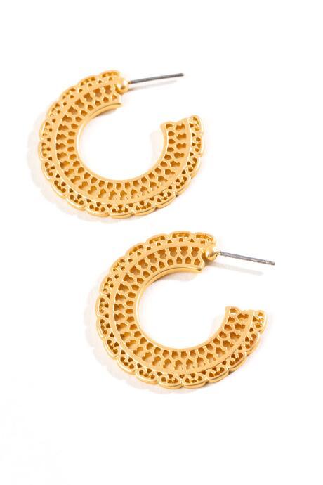 Francesca's Eliana Filigree Hoops - Gold