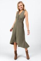 Francesca's Gilda Button Tank Dress - Olive