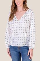 Francesca's Riley Tie Front Blouse - Ivory