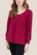 Francesca's Sadie Fleece Tunic With Pockets - Burgundy