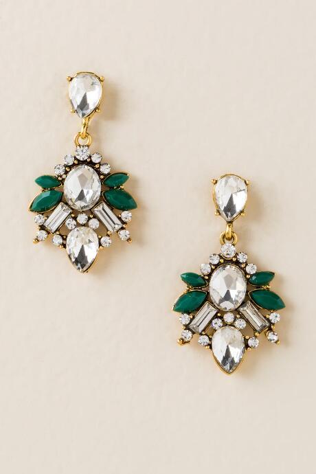 Francesca's Latoya Crystal Chandelier Earrings - Emerald