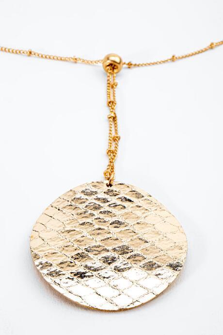 Francesca's Denise Leather Circle Pendant Necklace - Gold