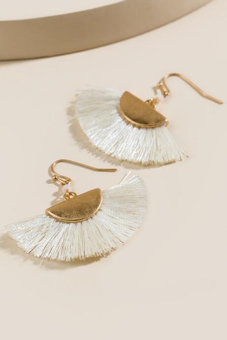 Francesca's Willow Tassel Fan Earrings - Ivory