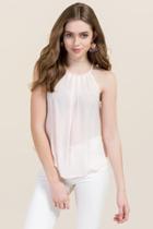 Miami Lena High Neck Pleated Tank - Pink