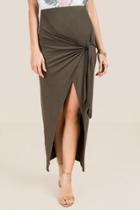 Franesca's Flora Tie Front Wrap Skirt - Dark Olive