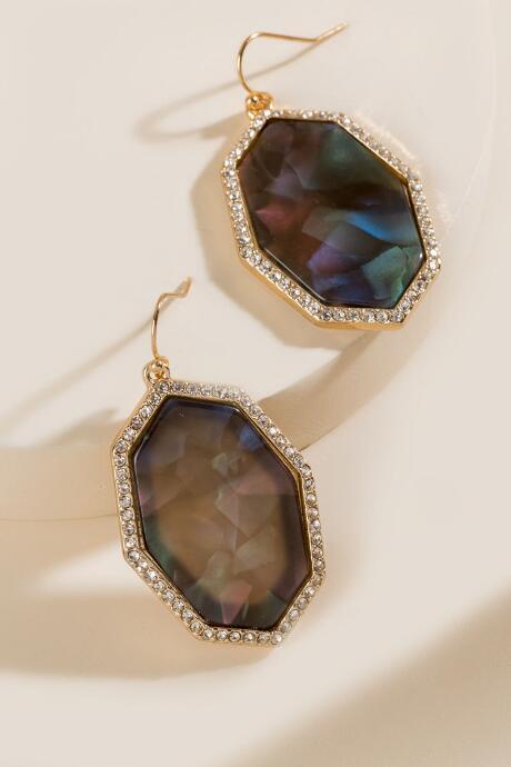 Francesca's Ella Marbled Resin Octagon Drop Earrings - Multi