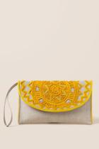 Francesca's Divina Embroidered And Beaded Wristlet Clutch - Natural