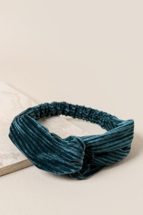 Francesca's Mireille Velvet Corduroy Headwrap - Dark Teal