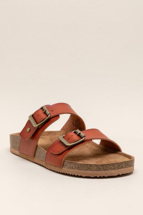 Francesca's Tannie Double Buckle Sandal - Cognac