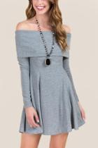 Mi Ami Kenley Off The Shoulder Knit Dress - Gray