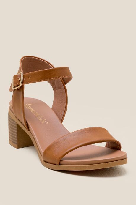 Francesca Inchess Alyson Low Block Heel Peep Toe - Cognac