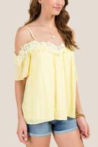 Francesca's Penelope Crochet Trim Clip Dot Top - Lemonade