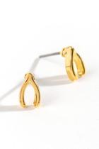 Francesca's Lena Lucky Horseshoe Stud Earrings - Gold