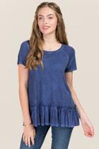 Dantelle Marlie Drop Waist Double Ruffle Oil Wash Tee - Navy