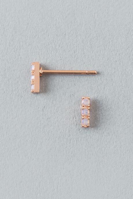 Francesca's Eleanor Cubic Zirconia Bar Stud Earring In Rose Gold - Rose/gold