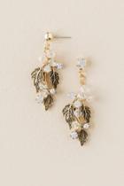 Francesca's Curated Collection Casted Leaves Drop Earring - Gold