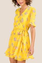 Francesca Inchess Allegra Sweet Floral Wrap Dress - Marigold