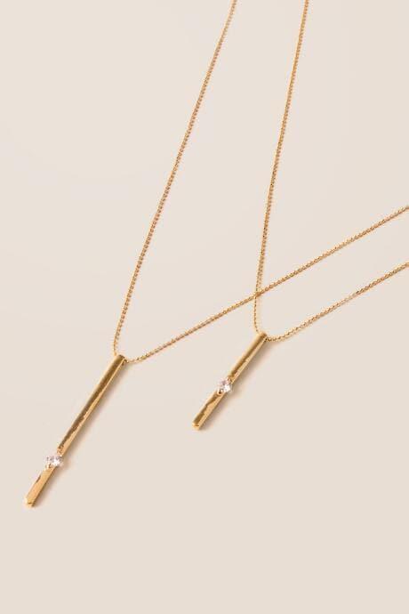 Francesca's Bailey Crystal Bar Layering Necklace - Gold
