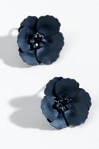 Francesca's Juliana Matte Floral Studs In Navy - Navy