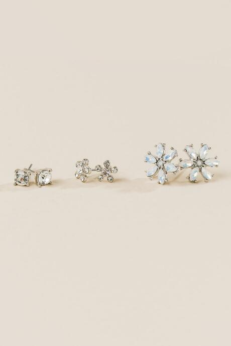 Francesca Inchess Marissa Floral Stud Set - Silver