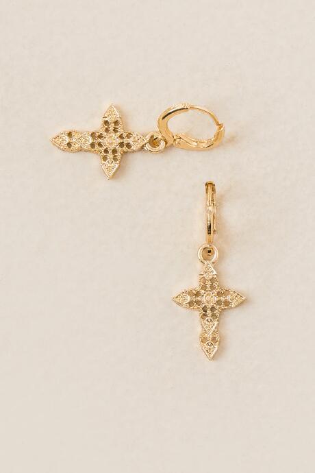 Francesca's Cross Filigree Drop Earring - Gold