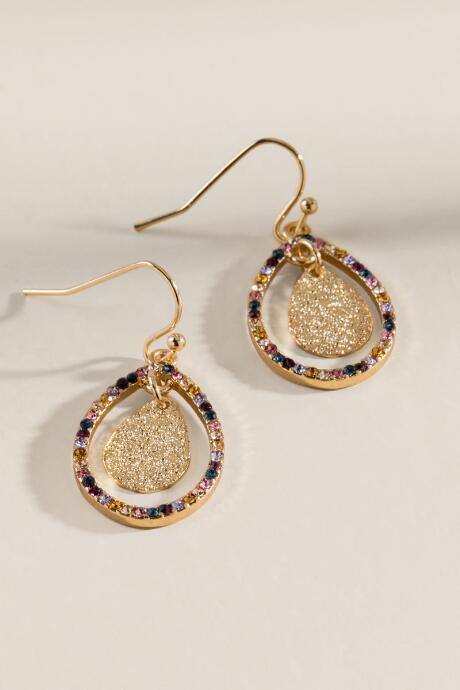 Francesca's Karin Rainbow Pave Earrings - Multi