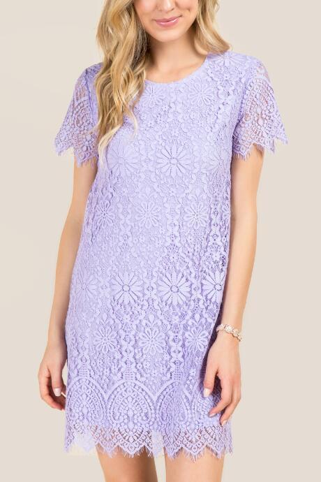 Francesca's Hadley Open Back Lace Shift - Orchid