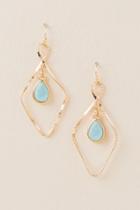 Francesca's Ira Drop Earrings With Turquoise Druzy - Turquoise