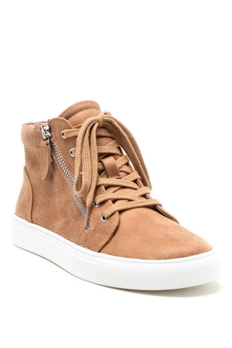 Report Amal Side Zipper High Top Sneaker - Blush
